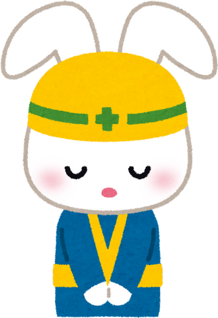 Illustration of a Rabbit Character Bowing in Construction Attire