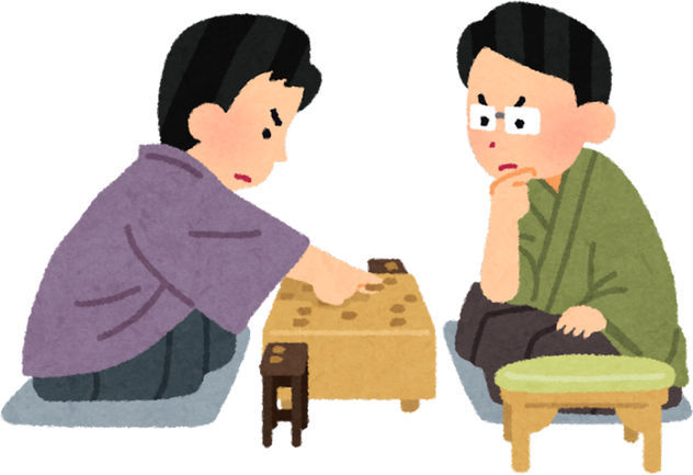 Illustration of Shogi Players Engaged in a Game