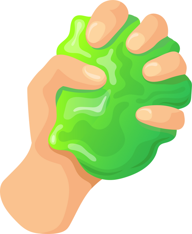 Fingers squeeze mucus, child game, vector illustration